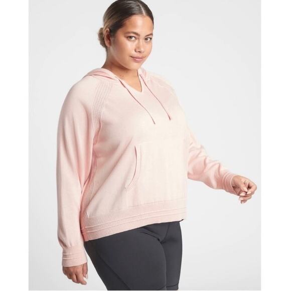 NWT Athleta Evergreen Hoodie Sweater in Light Pink 1X - Picture 1 of 11